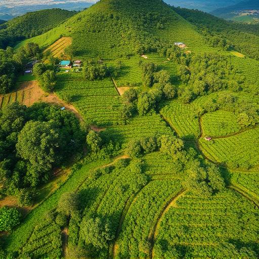 Aerial view of a Ugandan coffee plantation