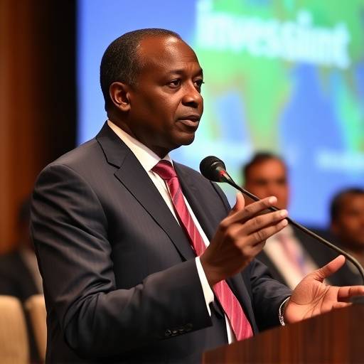 Minister of Finance Matia Kasaija speaking at an investment summit
