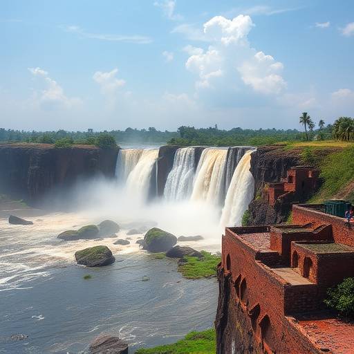 Murchison Falls as the Nile River plunges down a cliff